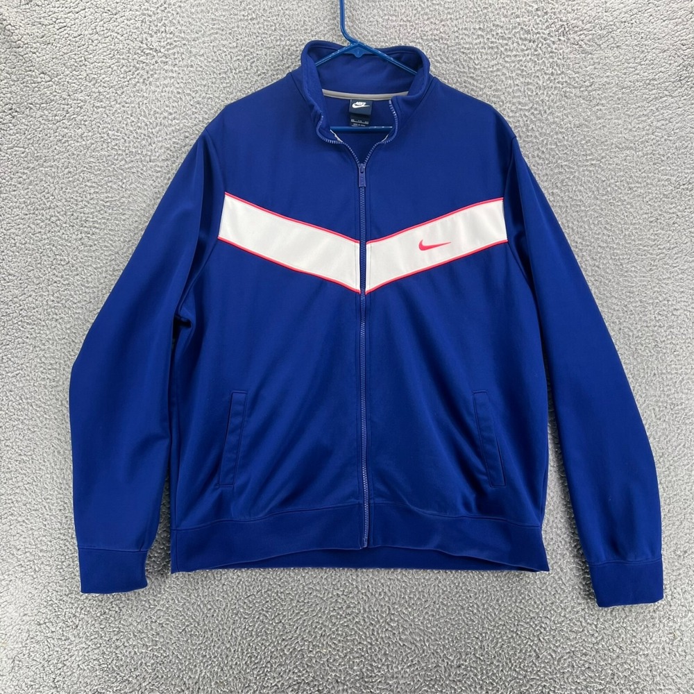 NIKE‎ Track Jacket Mens 2XL Blue Full Zip Vintage 80s Blue Tag Soccer Warm Up